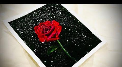 عکس نقاشی گل رز قرمز آسان