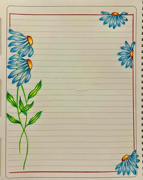 عکس نقاشی گل در دور دفتر