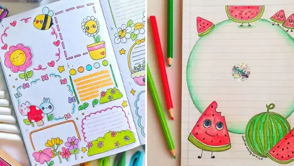 عکس نقاشی دور دفتر گل رز