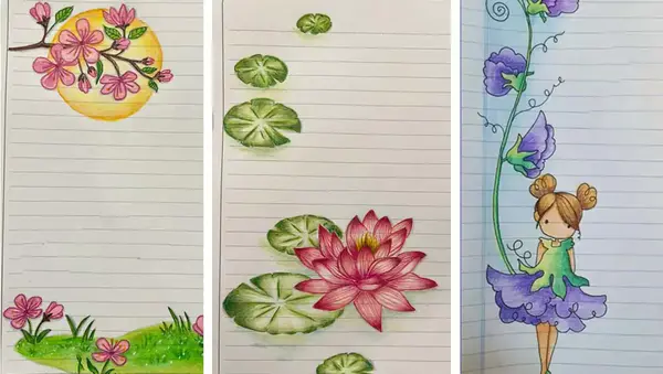 عکس نقاشی دور دفتر گل رز