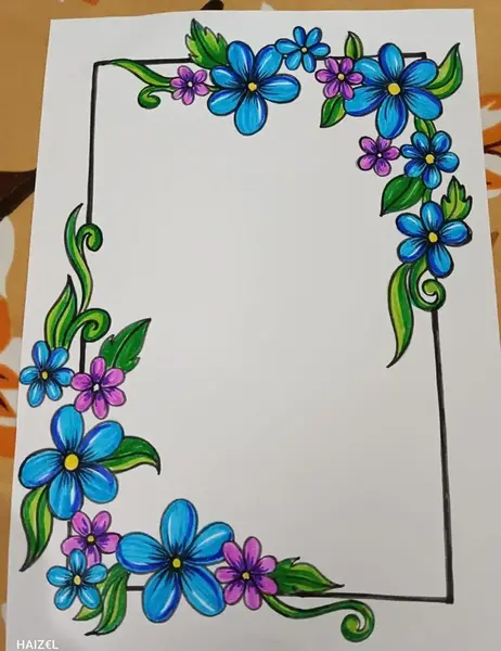 عکس نقاشی گل ساده برای حاشیه دفتر