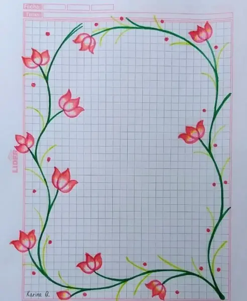 عکس نقاشی گل ساده برای حاشیه دفتر