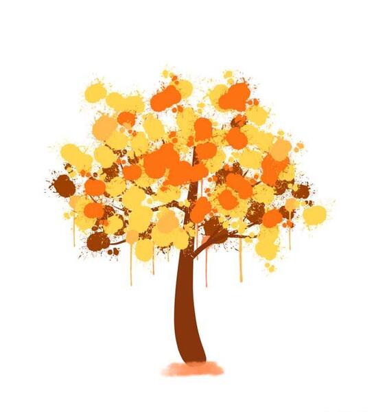 عکس نقاشی گل با برگ پاییزی