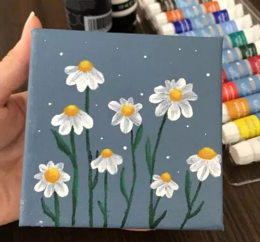 عکس نقاشی گل بابونه با آبرنگ