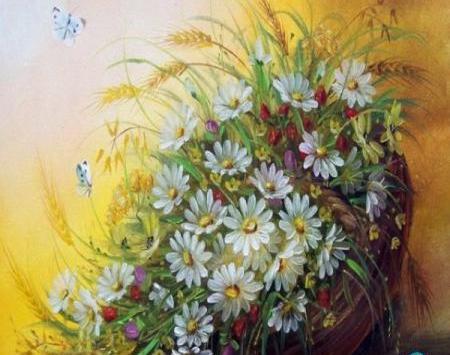 عکس نقاشی گل بابونه با آبرنگ
