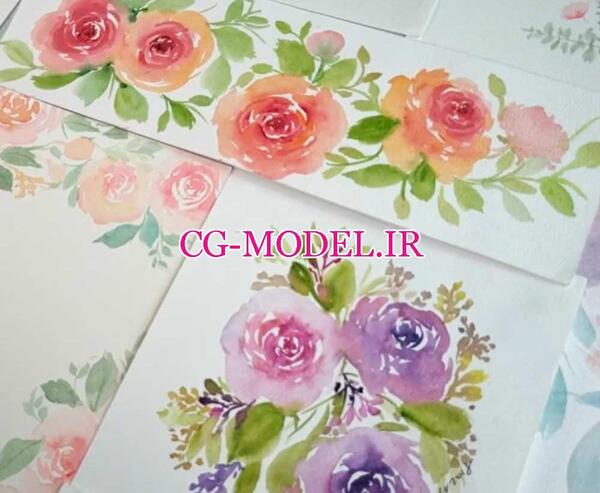 عکس نقاشی گل آسان با آبرنگ
