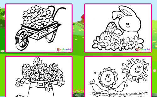 عکس نقاشی گل کودکانه برای رنگ آمیزی