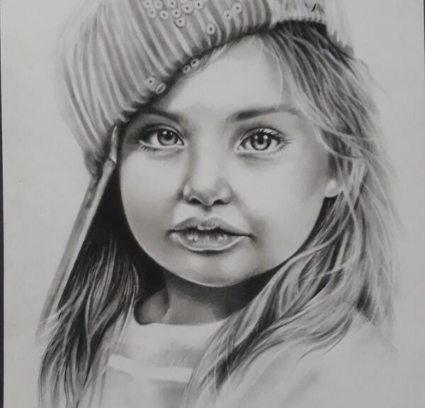 عکس نقاشی نقاشی سیاه قلم دختر