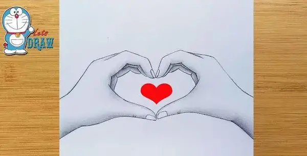 عکس نقاشی سیاه قلم قلب ساده