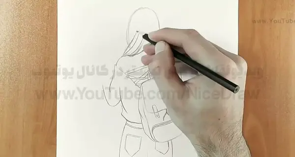 عکس نقاشی سیاه قلم فانتزی ساده دخترانه