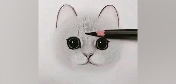 عکس نقاشی سیاه قلم فانتزی ساده گربه