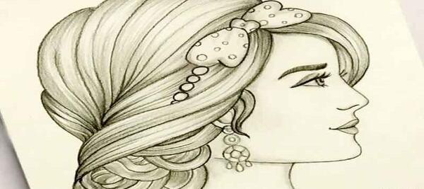 عکس نقاشی سیاه قلم طراحی دخترانه