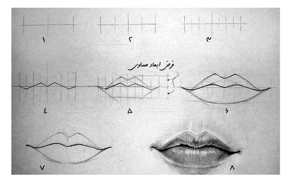 عکس نقاشی سیاه قلم لب طبیعی