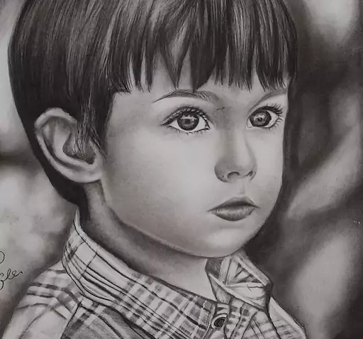عکس نقاشی سیاه قلم صورت پسر