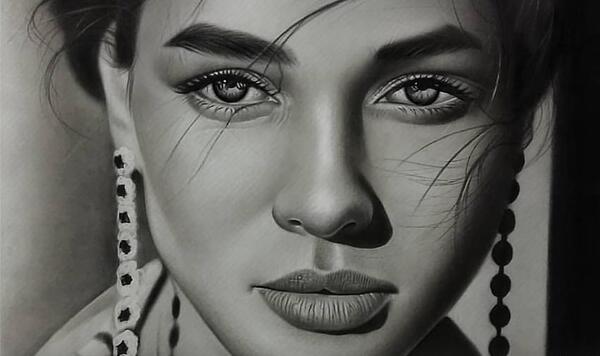 عکس نقاشی سیاه قلم با مداد شمعی