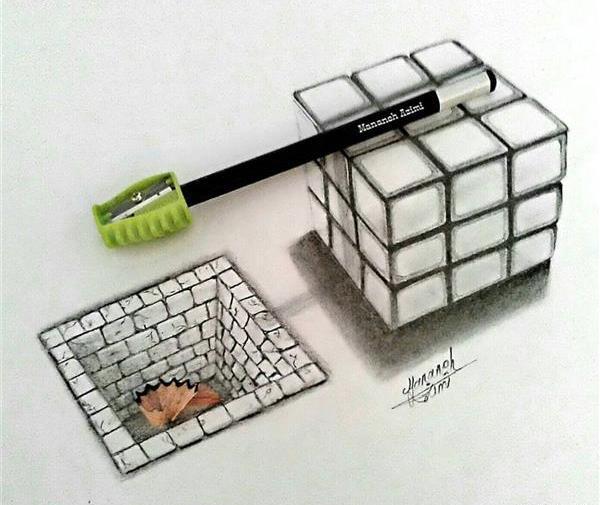 عکس نقاشی با سیاه قلم سه بعدی