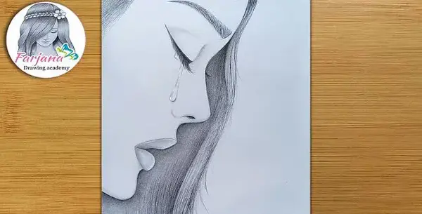 عکس نقاشی سیاه قلم دخترانه ساده و اسان