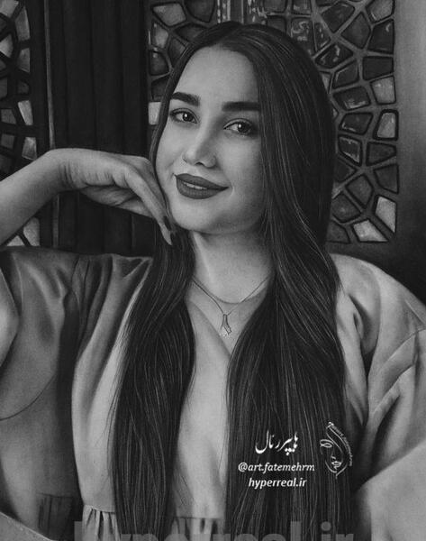 عکس نقاشی سیاه قلم چهره زن