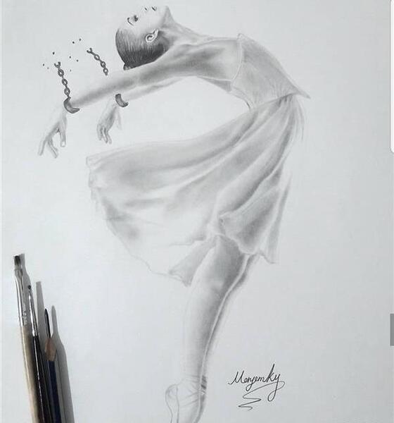 عکس نقاشی سیاه قلم زن زندگی آزادی