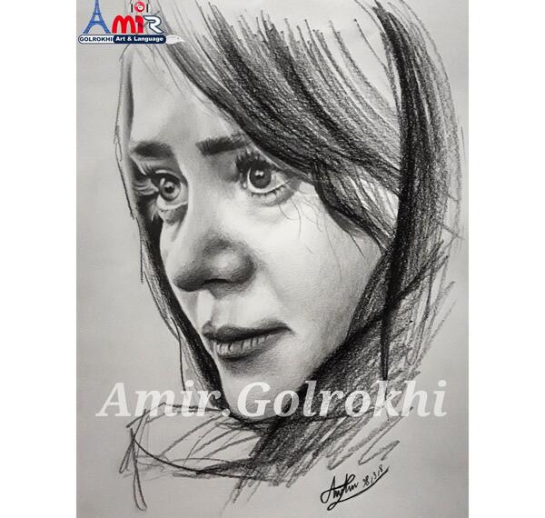 عکس نقاشی سیاه قلم دست جمع شده