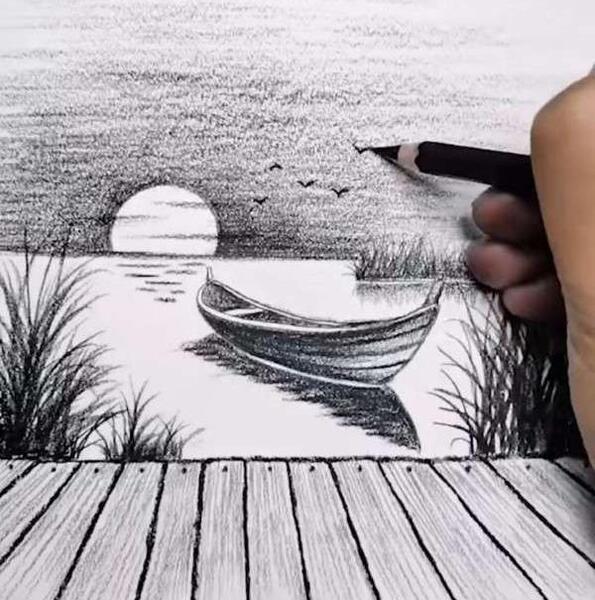 عکس آموزش نقاشی سیاه قلم خیلی ساده