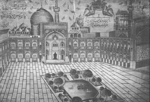 عکس نقاشی سیاه قلم از حرم امام رضا