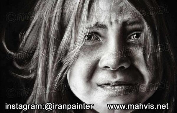 عکس مدل نقاشی سیاه قلم چهره خیس