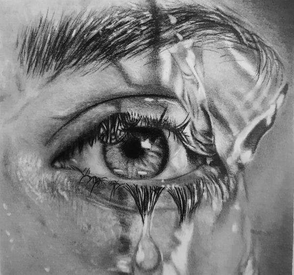 عکس مدل نقاشی سیاه قلم چهره خیس