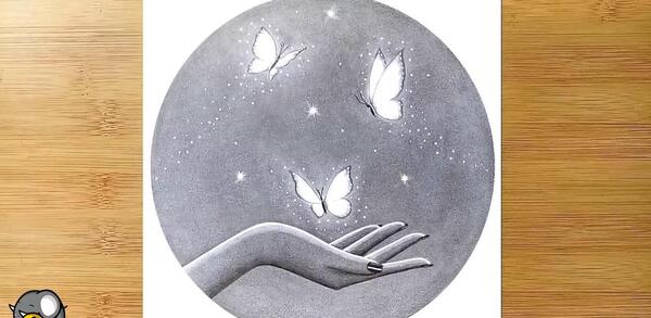 عکس نقاشی سیاه قلم پروانه