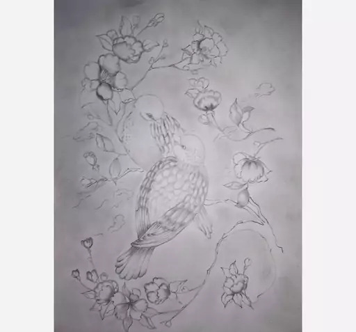 عکس نقاشی سیاه قلم پرنده