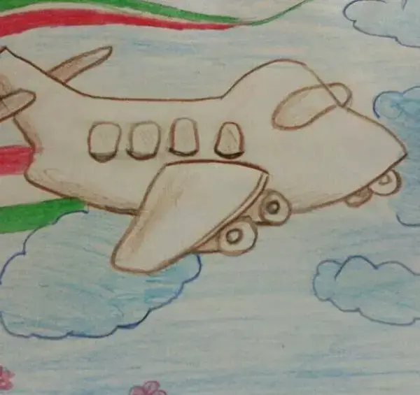 عکس نقاشی کودکانه هواپیمای امام