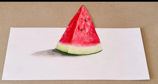 عکس نقاشی کودکانه هندوانه ای