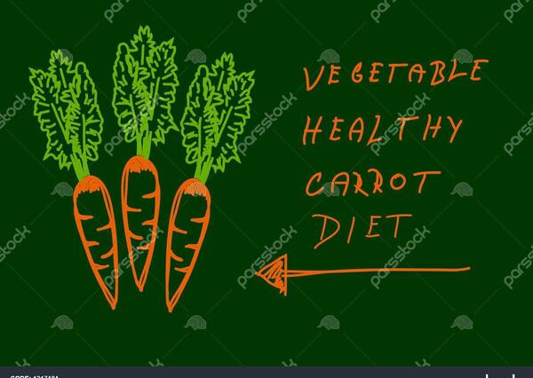 عکس نقاشی هویج کودکانه با ریشه