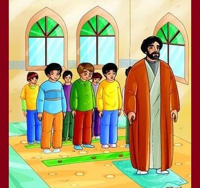 عکس نقاشی کودکانه از مراحل نماز خواندن