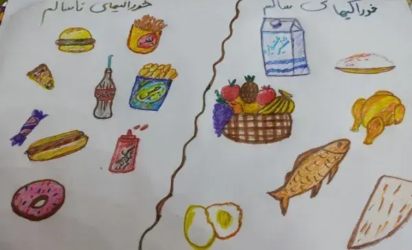 عکس نقاشی کودکانه درباره آداب غذا خوردن