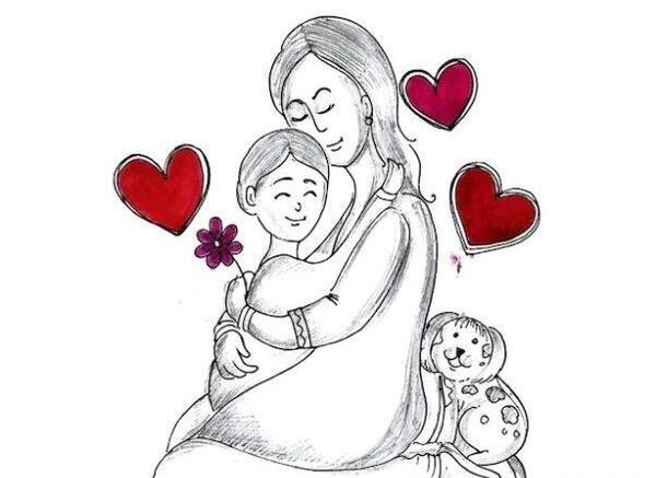 عکس نقاشی کودکانه عاشقانه ساده