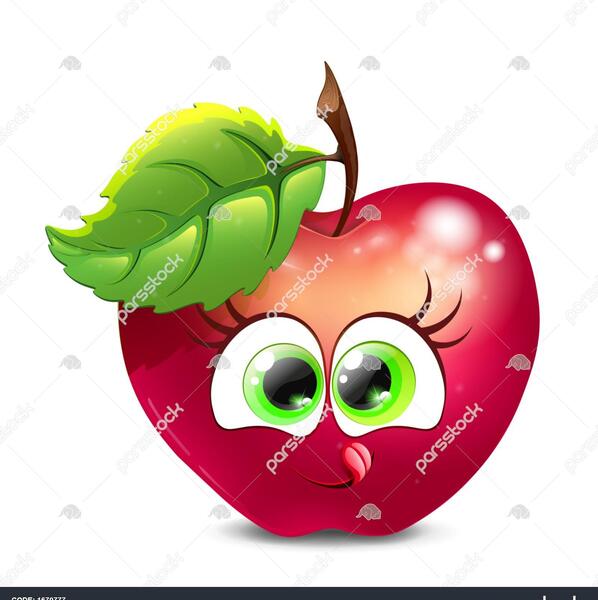 عکس نقاشی کودکانه سیب قرمز