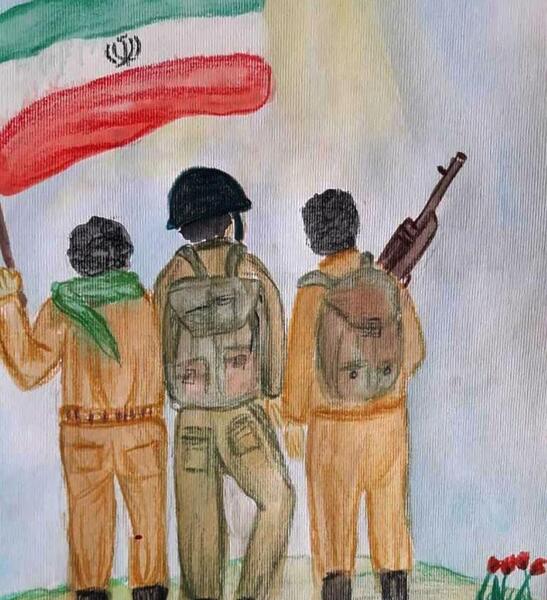 عکس نقاشی کودکانه راجب دفاع مقدس
