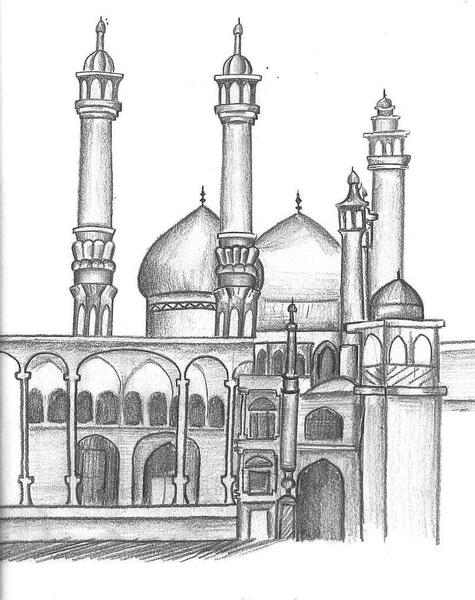 عکس کربلا نقاشی حرم امام حسین کودکانه
