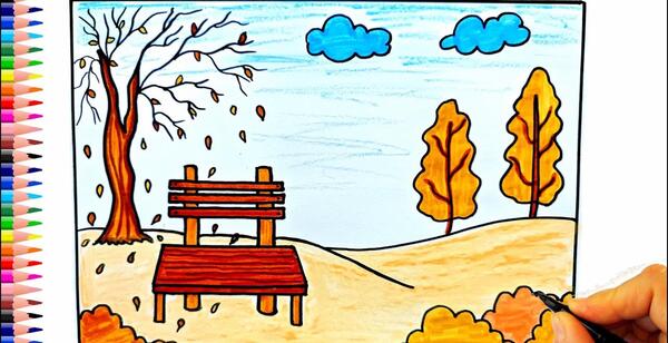عکس نقاشي كودكانه پاييز