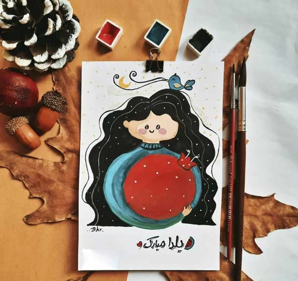 عکس نقاشی یلدایی فانتزی ساده