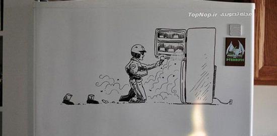 عکس نقاشی فانتزی روی یخچال