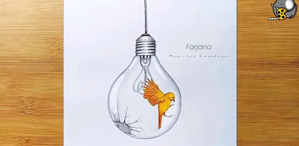 عکس نقاشی فانتزی روی لامپ