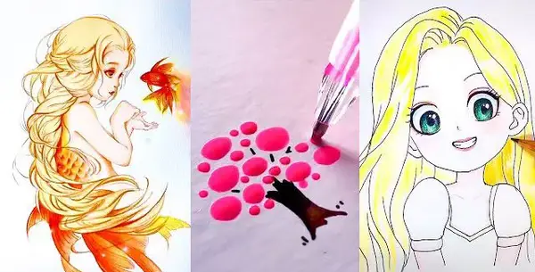 عکس نقاشی فانتزی دخترانه صورتی