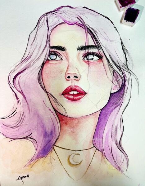 عکس نقاشی فانتزی دخترانه صورتی