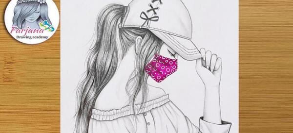 عکس نقاشی فانتزی دختر با کلاه زمستانی
