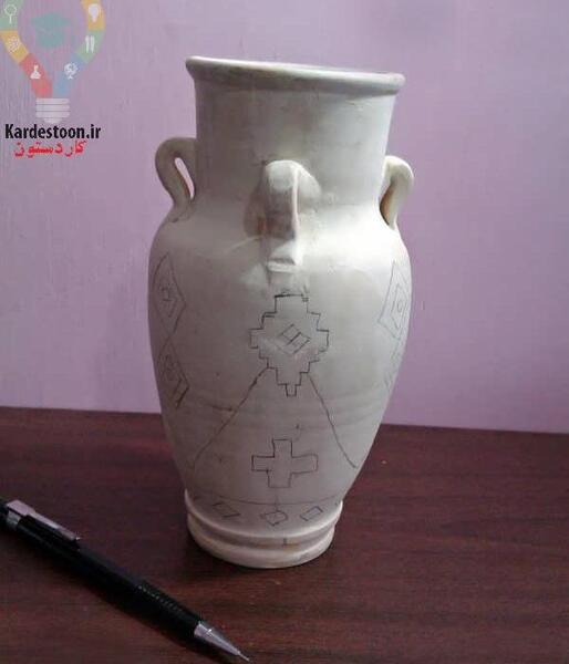 عکس نقاشی فانتزی روی کوزه سفالی