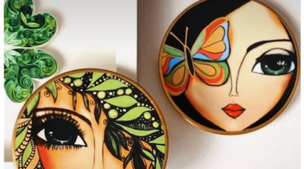 عکس نقاشی ساده روی ظرف سفالی