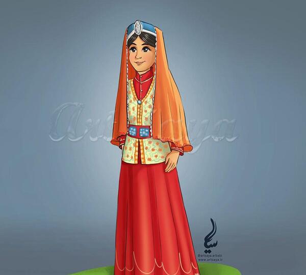 عکس نقاشی ساده زن روستایی