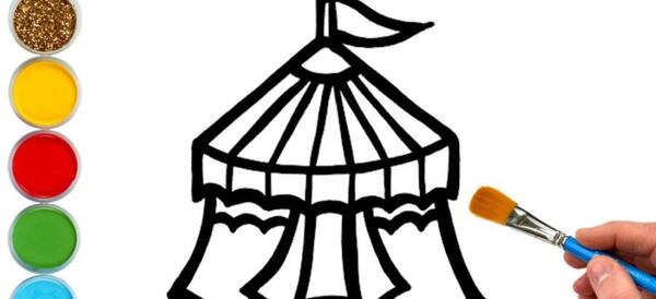 عکس نقاشی چادر مسافرتی کودکانه ساده